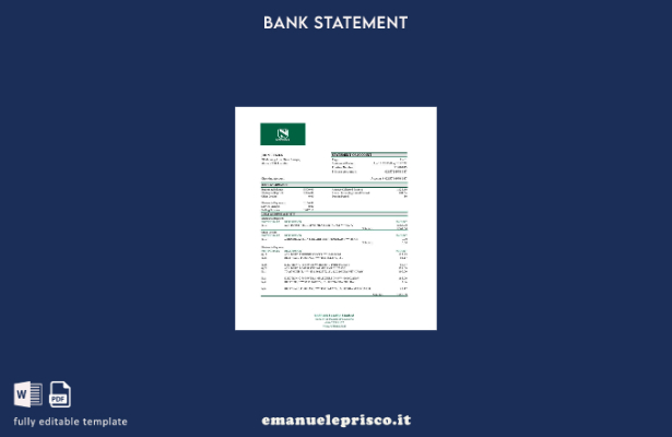 modello Excel di estratto conto bancario Lesotho Nedbaank in stile verificato
